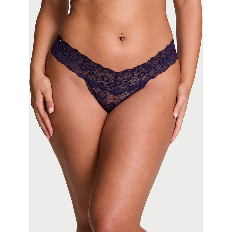 Victoria's Secret Purple The Lacie Sequin Posey Lace Thong Panty (S)