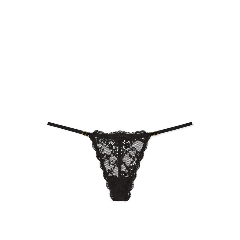 Victoria's Secret Black Dream Angels Lace Adjustable V-String Panty (M)