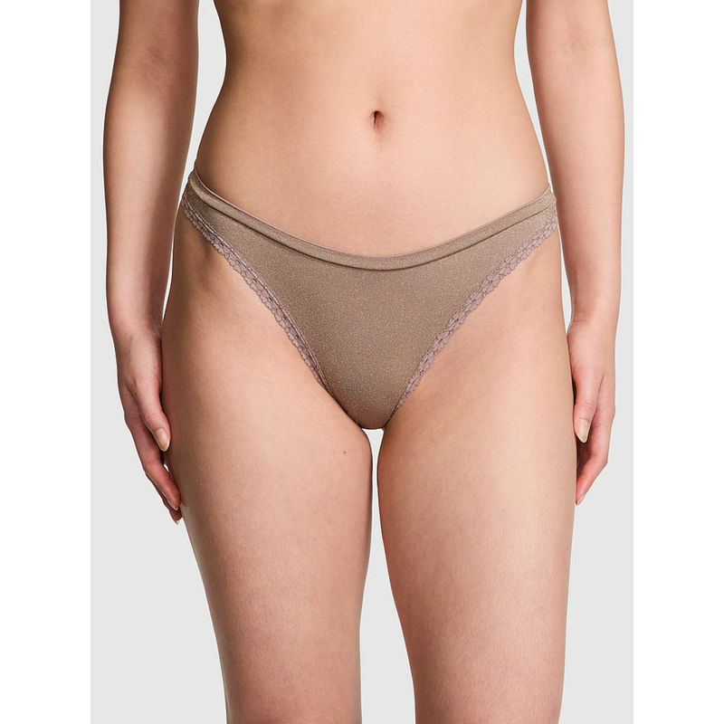 Victoria's Secret Brown Seamless High-Leg Thong Panty (L)