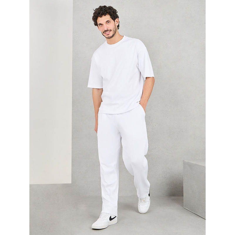Styli White Back Contrast 7 Print T-shirt & Open Hem Jogger Interlock Co-Ords (Set of 2) (M)
