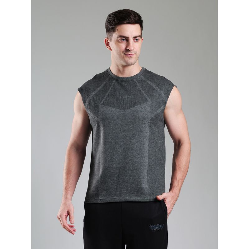 Grow Revenge Cap Sleeves Round Neck Grey T Shirt (L)