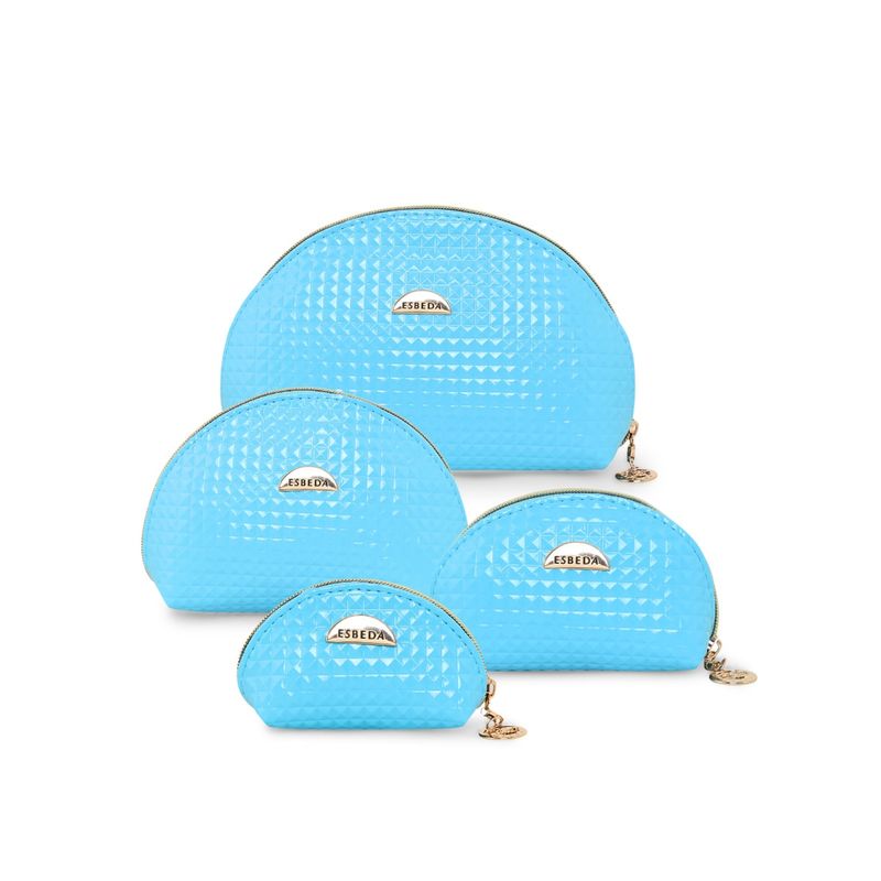 Buy ESBEDA Women Sky Blue Color Traveling Accessories Pouches Set of 4 Online