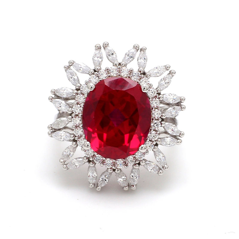 Ornate Jewels Silver Aaa American Diamond Cz Maharani Red Ruby Cocktail ...