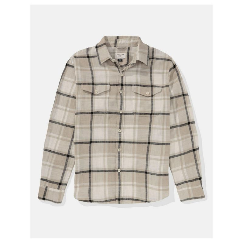American Eagle Men Beige Super Soft Flannel Shirt (S)