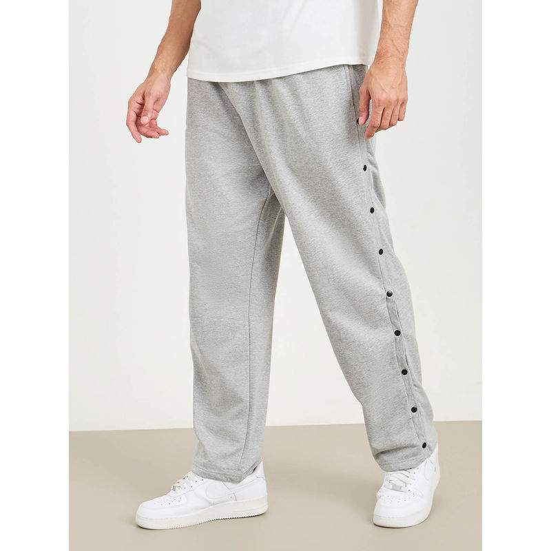 Styli Men Solid Relaxed Fit Trackpant Grey Melange Cotton (M)