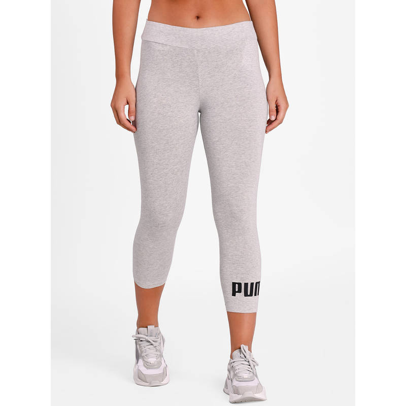 Puma Essentials Logo 3/4 Womens Gray Tights (XS)