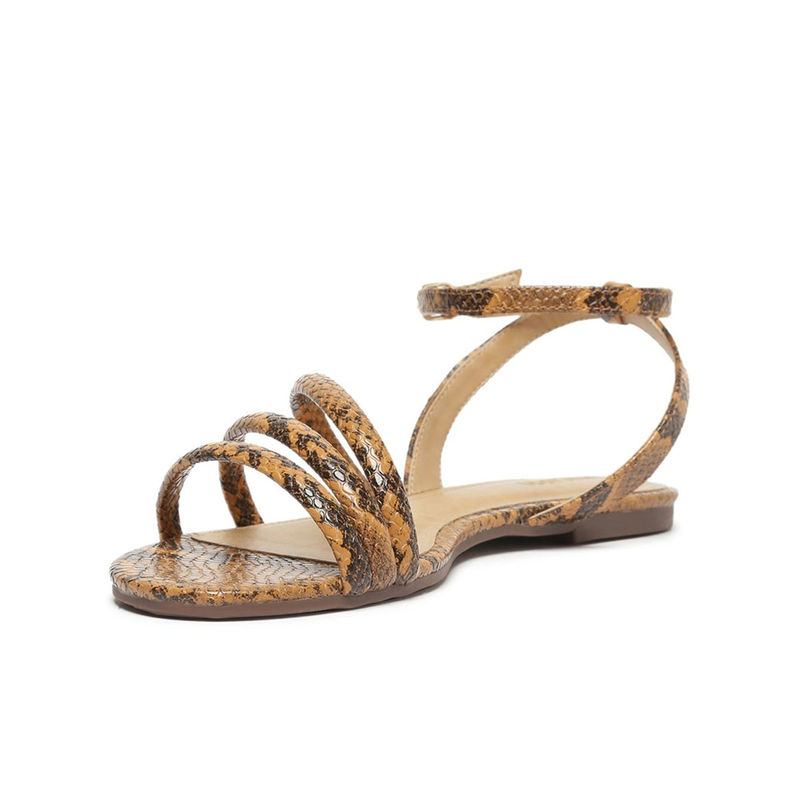 IRUSSH Memory Foam Tan Snake Ankle Buckle Sandals (EURO 35)