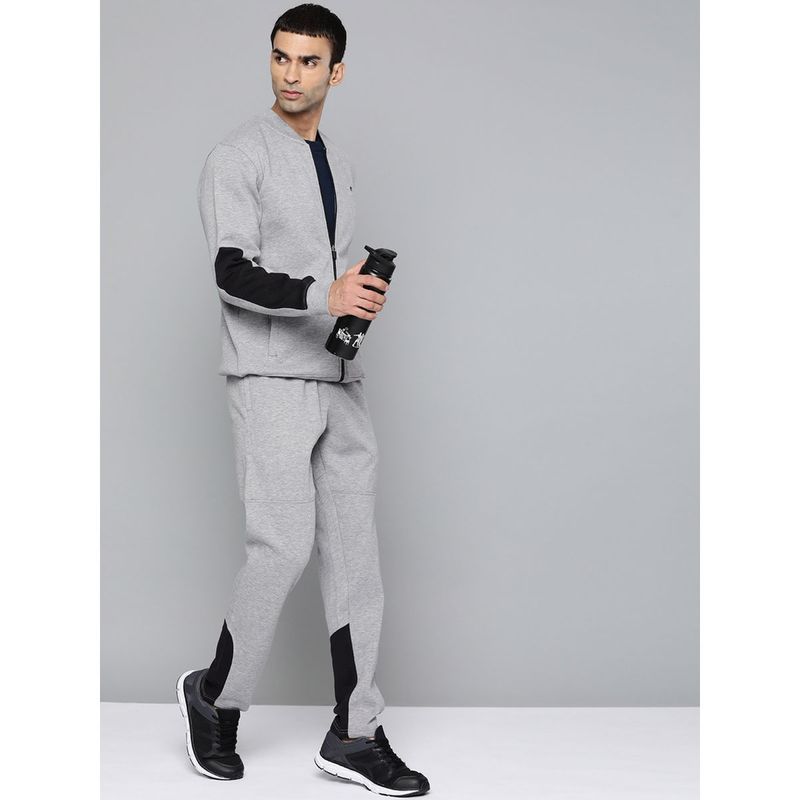 Alcis Men Grey Melange Black Solid Track Suits (XL)