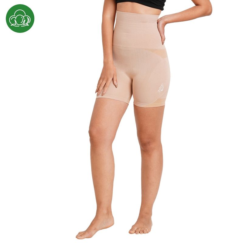 Inner Sense Super Soft Bamboo Fibre Antimicrobial Seamless Thigh Shaper - Beige (S)