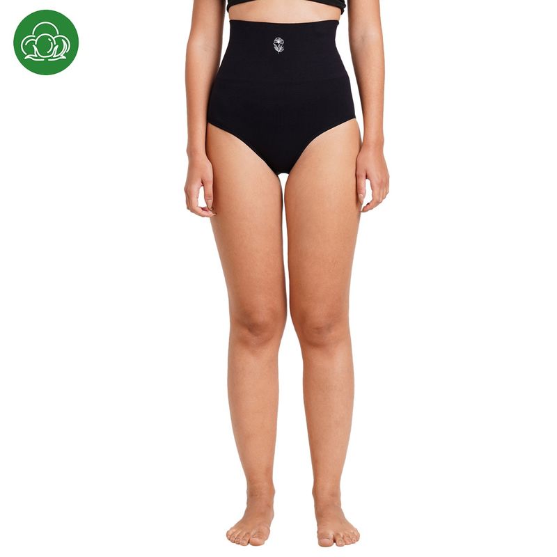 Inner Sense Super Soft Bamboo Fibre Antimicrobial Seamless Tummy Tucker - Black (S)