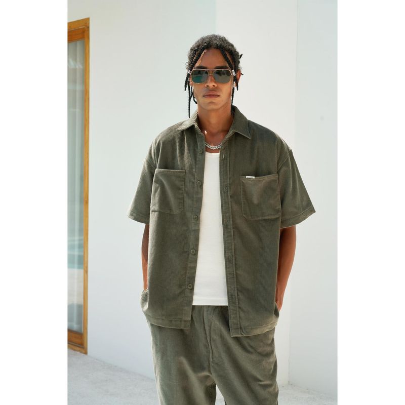 Bonkers Corner Olive Corduroy Shirt (XS)