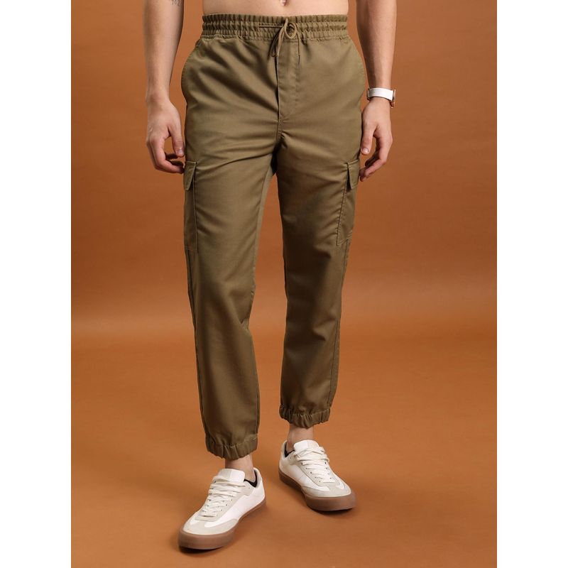 HIGHLANDER Men Khaki Slim Cargo Joggers (30)