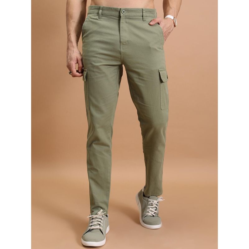 HIGHLANDER Men Olive Regular Fit Cotton Cargo (32)