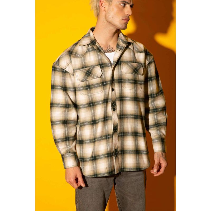 Bonkers Corner Green Plaid Flannel Oversized Shirt (M)
