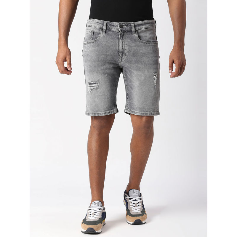Pepe Jeans Grey Chinox Shorts Regular Fit Mid Waist Shorts (32)