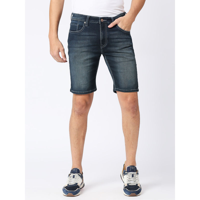 Pepe Jeans Navy Blue Chinox Shorts Regular Fit Mid Waist Shorts (30)
