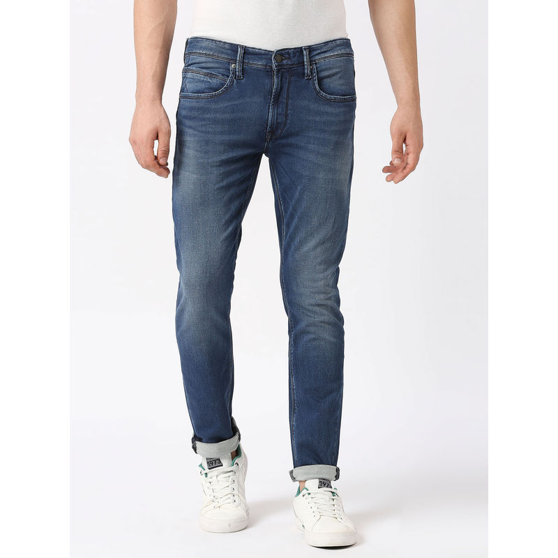 Pepe Jeans Blue Tapered Vapour Tapered Fit Low Waist Jeans (38)