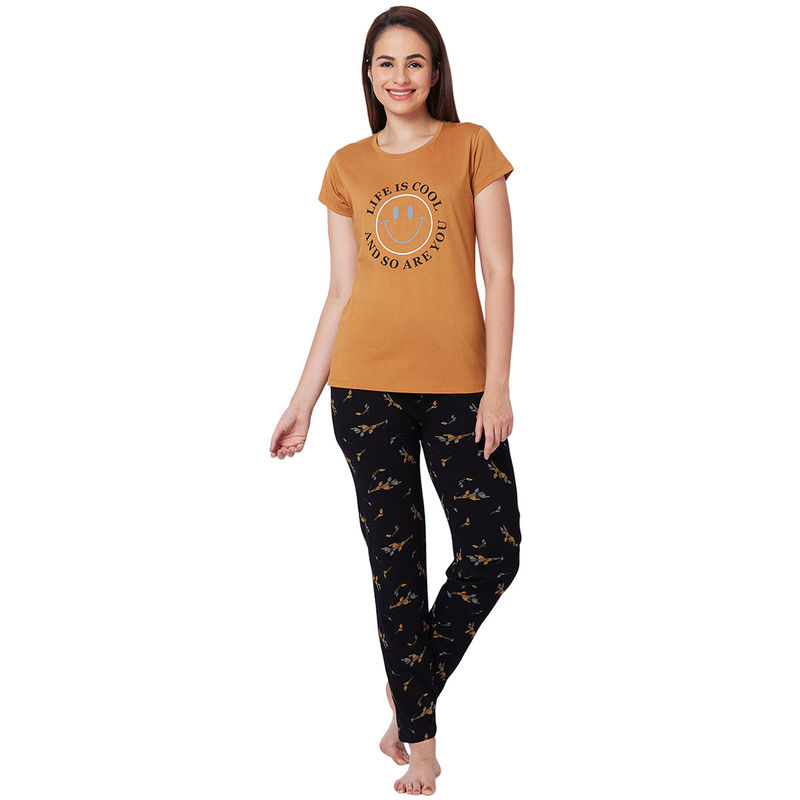 Blue - Jacquard Cotton Top & Pyjama Night Suit Set 04
