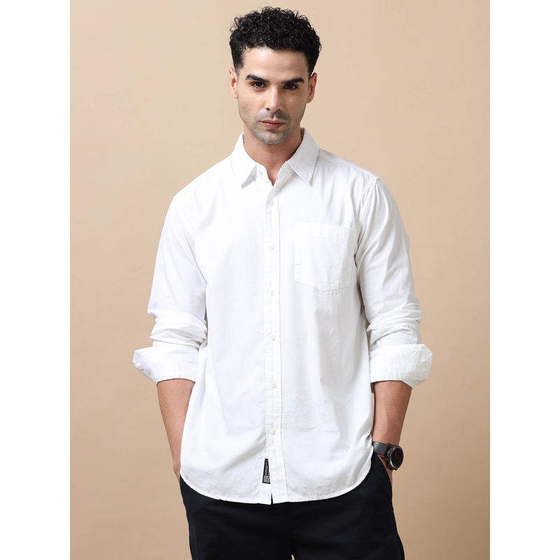 SILISOUL Men White Solid Casual Shirt (M)