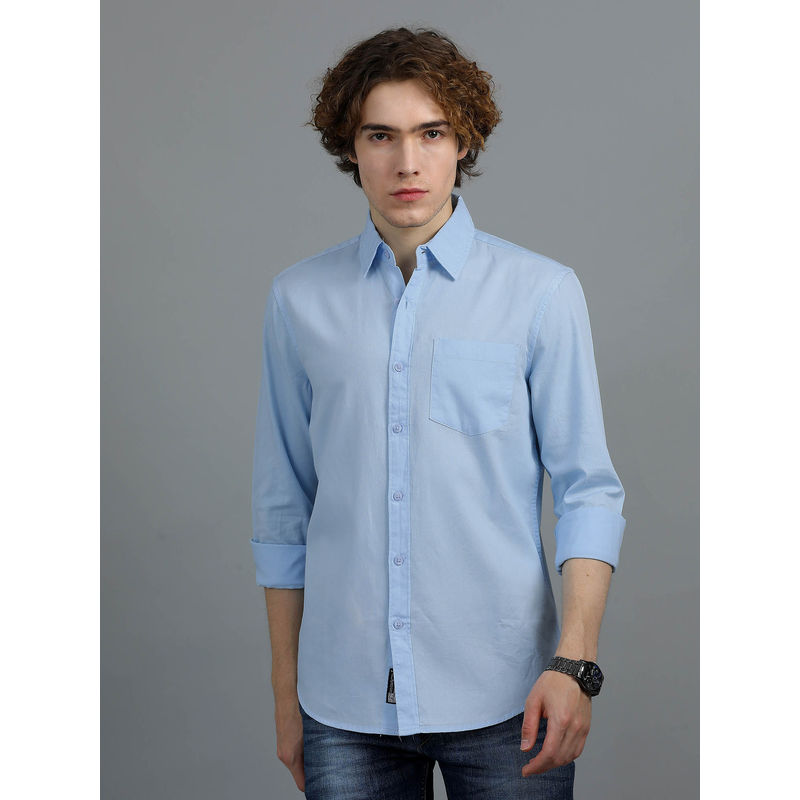 SILISOUL Men Blue Solid Casual Shirt (S)