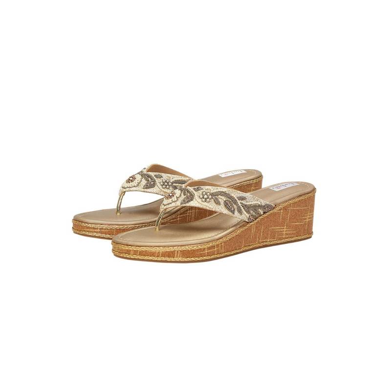 Fuchsia by Aashka Mehta Empress Beige Wedges (EURO 36)