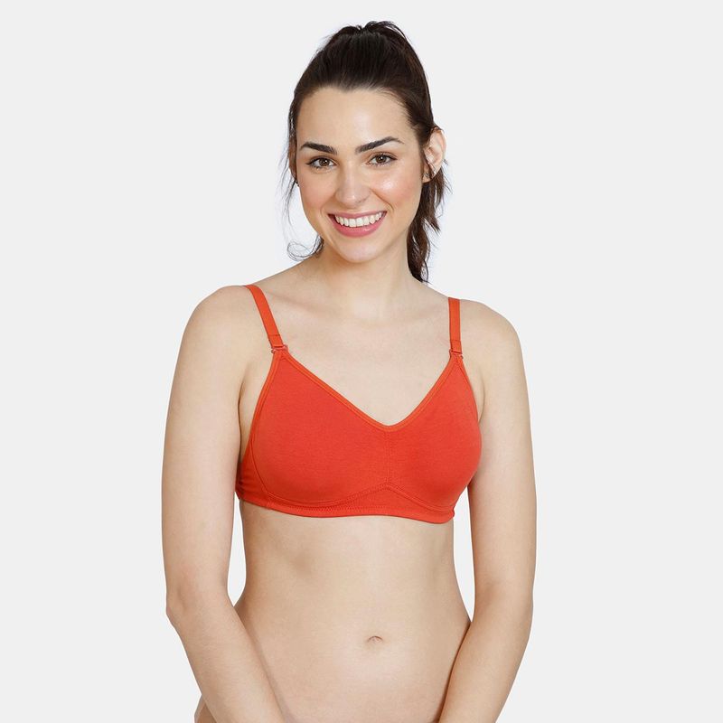 Zivame Beautiful Basics Double Layered Non Wired Full Coverage Backless Bra - Summer Fig (32C)