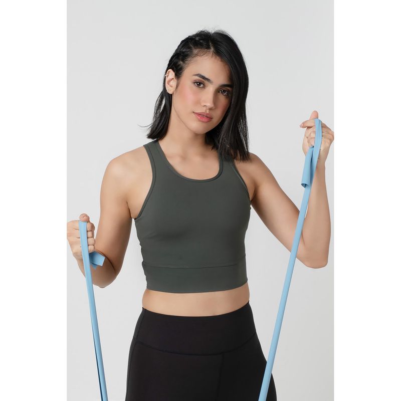 bodyline Grey Typogrphy Sports Bra Seamless Full Coverage Sports Bra (S)