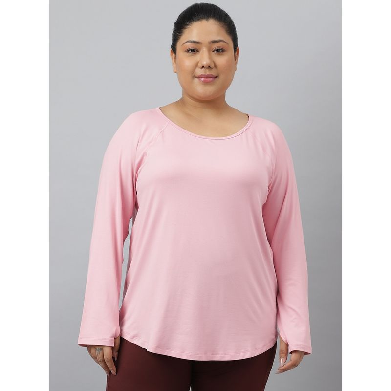 Fitkin Plus Size Anti-Odor Super Soft Nude Pink Laser Detail Long Sleeve T-Shirt (XL)