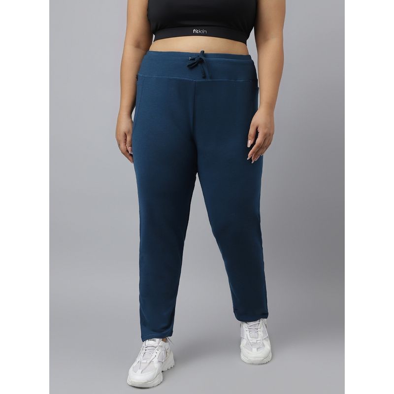 Fitkin Plus Size Ecofriendly Tencel Active Track Gym Teal Straight Pants (XL)