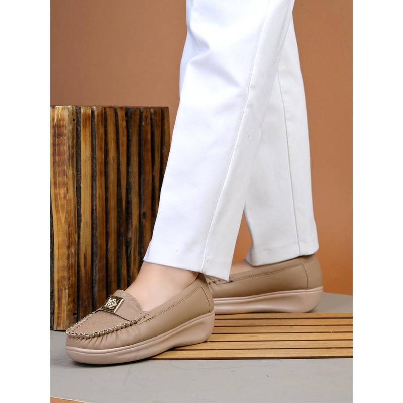 Shoetopia Classy Look Tan Loafers for Women (EURO 36)