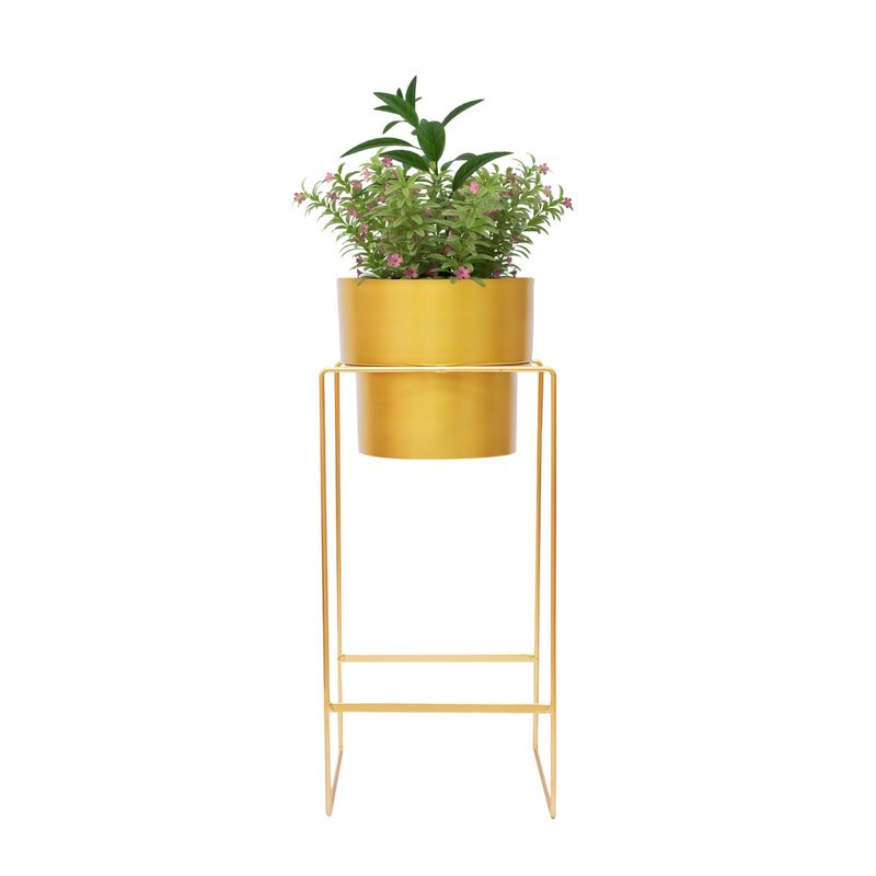 Buy HOMECO Gold Metalic Coated Tall Planter with Stand Used For Indoor