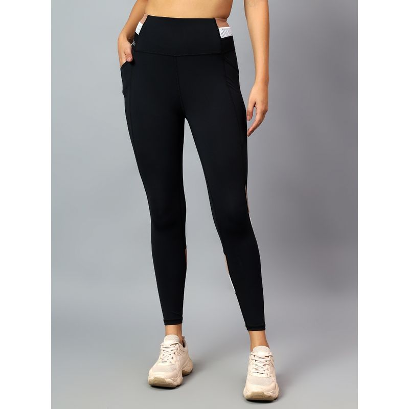 Fitkin Womens Black High Rise Active On The Go Tights (S)