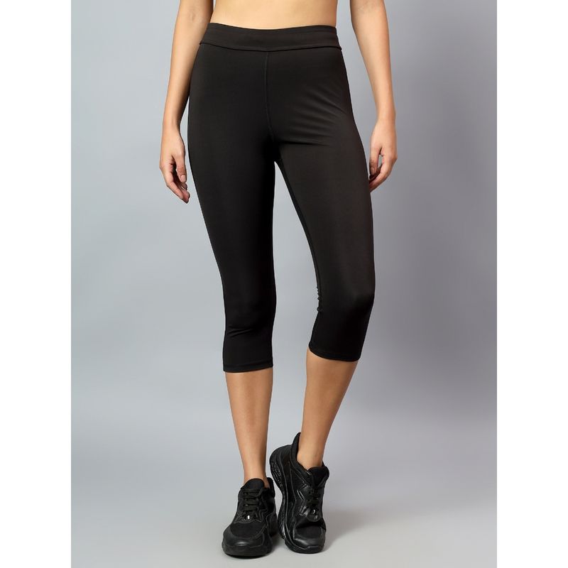 Fitkin Women Black Tight with Zipper Pocket (S)