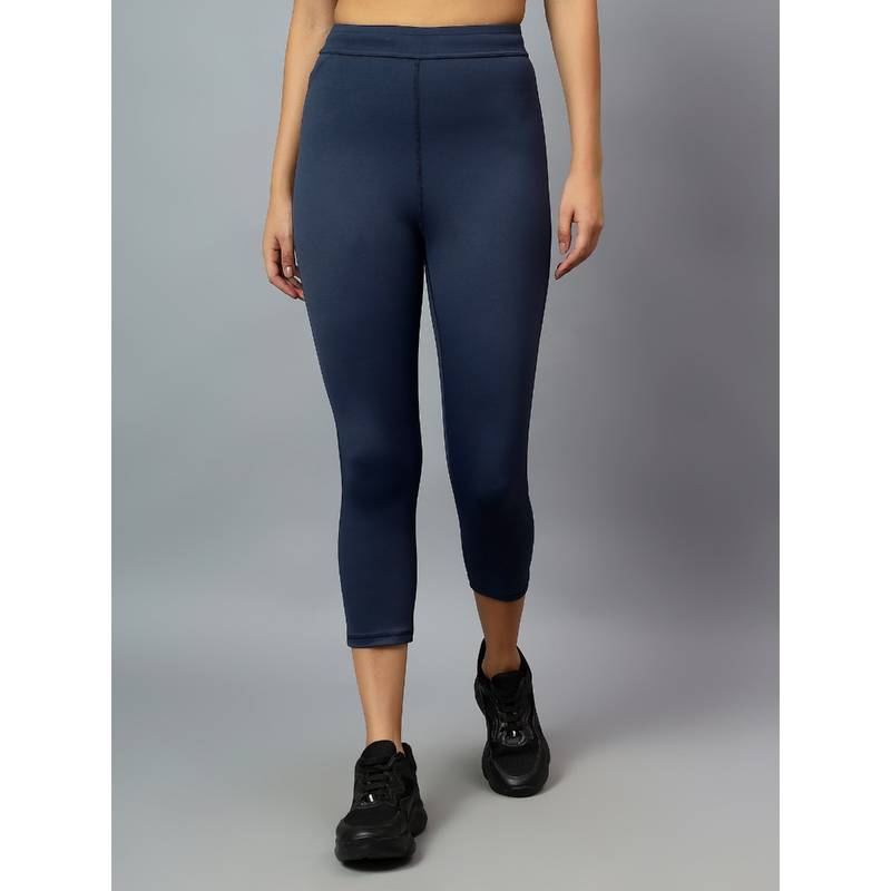 Fitkin Women Navy Tight with Zipper Pocket (S)