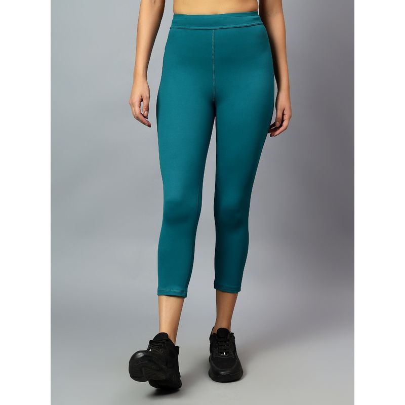 Fitkin Women Teal Green Tight with Zipper Pocket (XL)