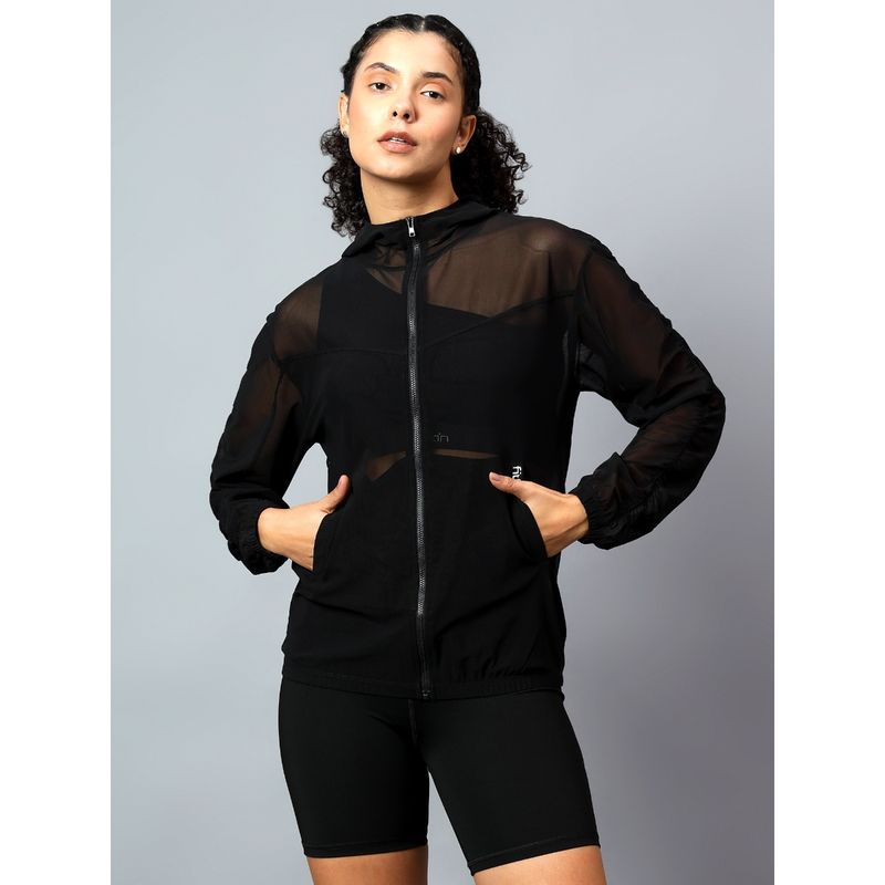Fitkin Women Ruched Long Sleeve Mesh Jacket (S)