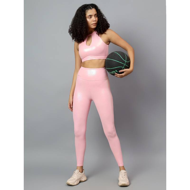 Fitkin Women Pink Shine On High Performance Co-Ord (Set of 2) (S)