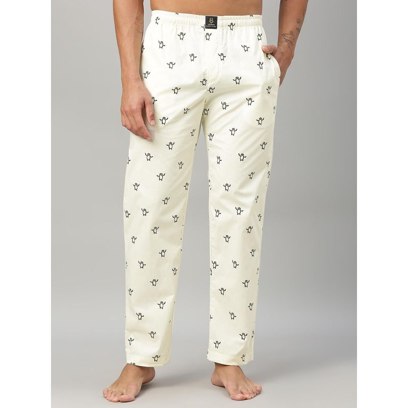 Urban Scottish Men Yellow Stylish Print and Convenient Side Pockets Lounge Pant (L)