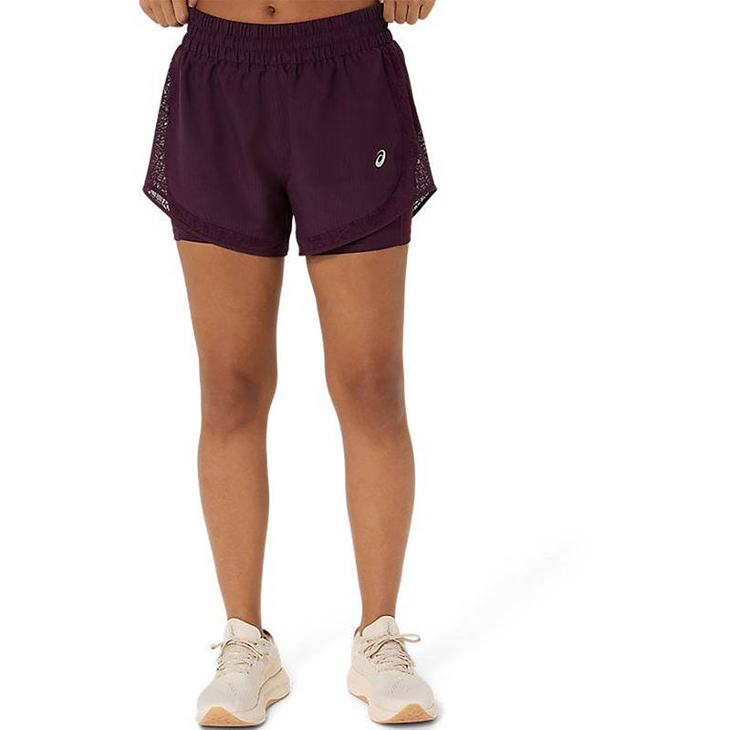 ASICS Nagino Run 2-N-1 Maroon Shorts (XS)