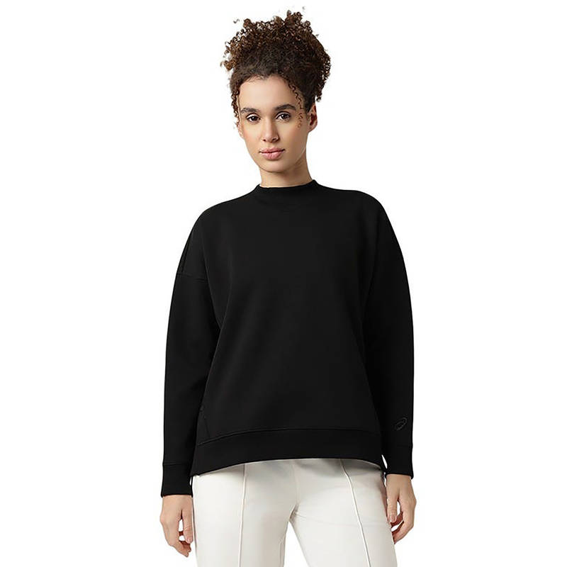 ASICS Snap Inseam Pull Over Black Sweatshirt (S)