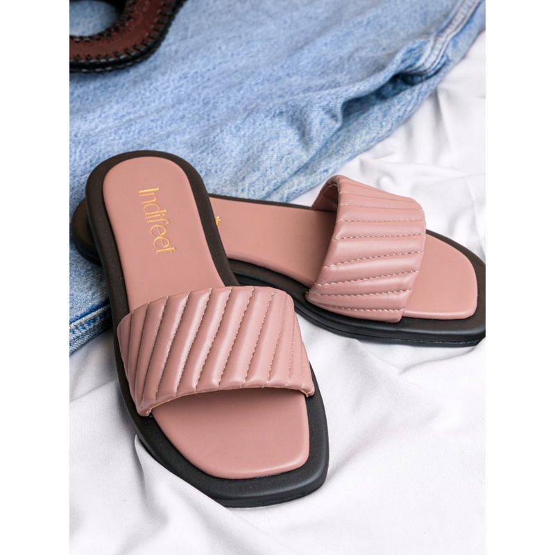 Indifeet Pink Colorblocked Stylish and Trending Flats (UK 3)