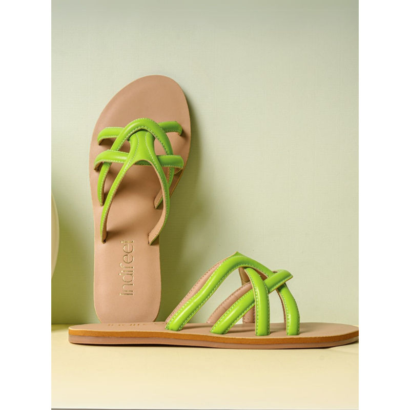 Indifeet Green Trendy Design Flats with Stylish Upper Straps (UK 3)