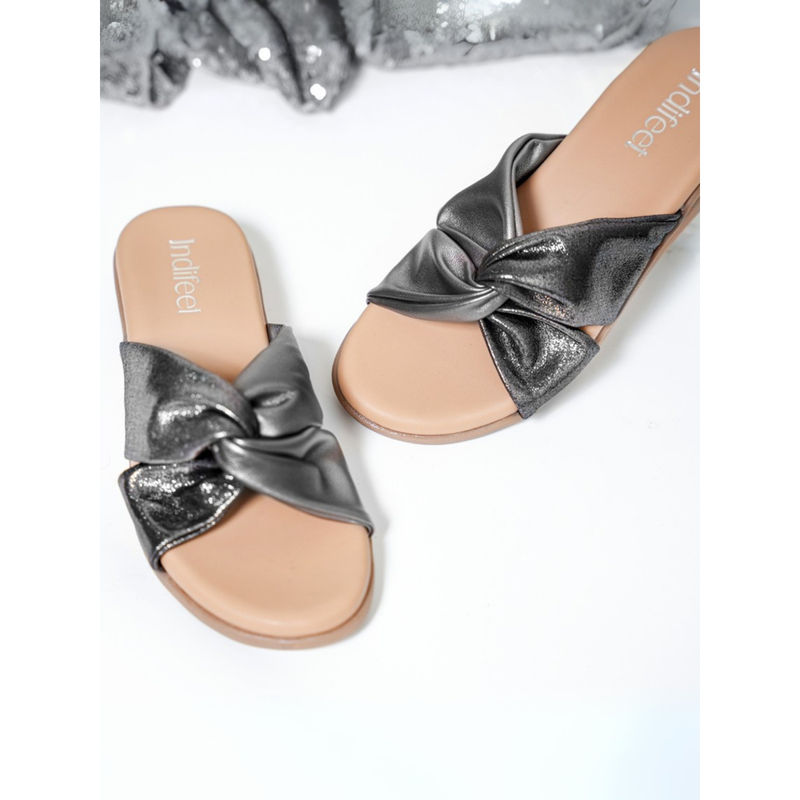 Indifeet Women Silver Stylish Party Flats (UK 3)