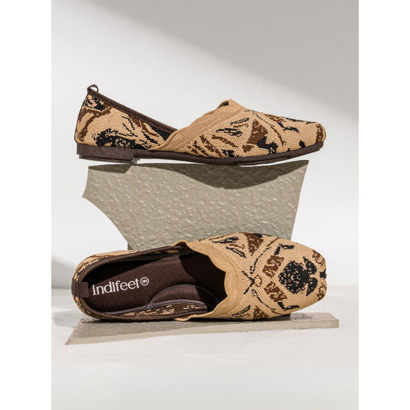 Indifeet Boho Trendy Soft Mesh Brown Ballerinas with Memory Insole & Flexible Outsole (UK 8)