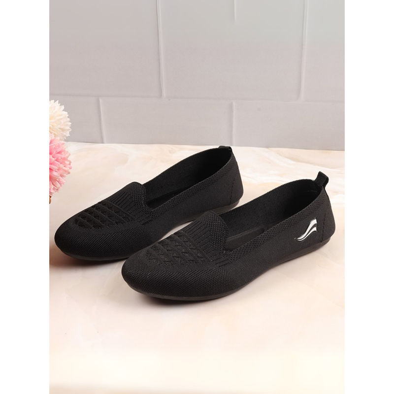 Indifeet Black Casual Daily Soft Mesh Ballerinas with Memory Insole and Flexible Outsole (UK 6)