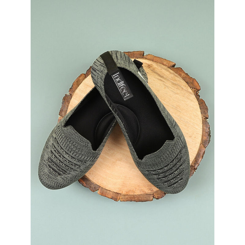 Indifeet Grey Casual Daily Soft Mesh Ballerinas with Memory Insole and Flexible Outsole (UK 4)