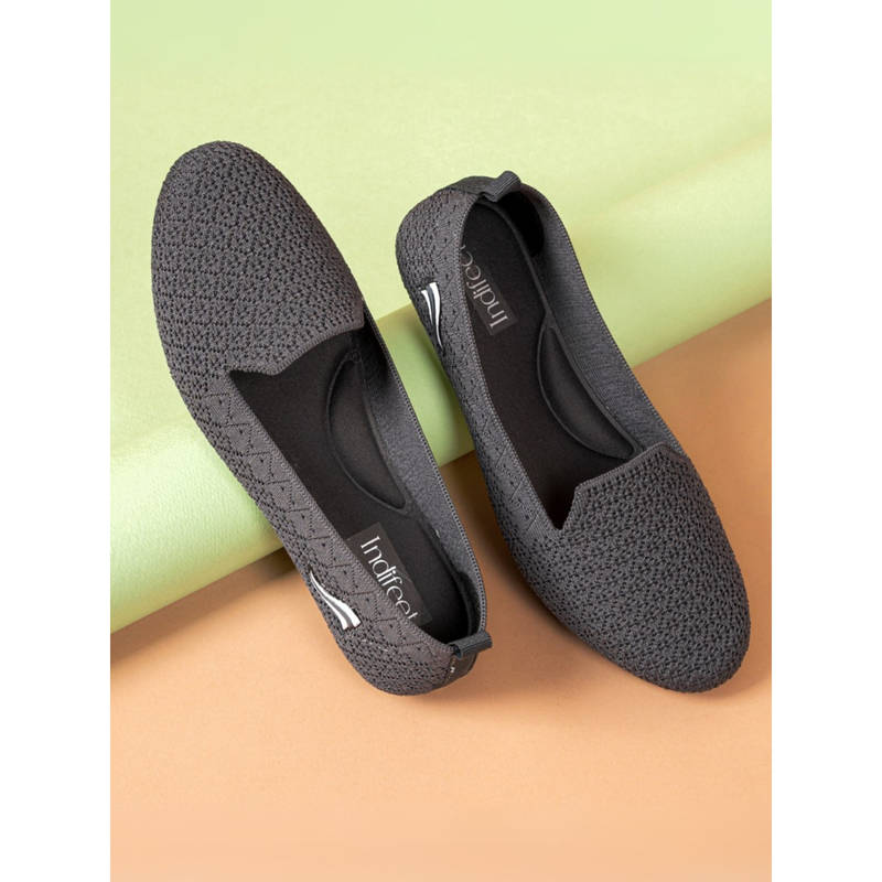 Indifeet Grey Casual Daily Soft Mesh Ballerinas with Memory Insole and Flexible Outsole (UK 6)
