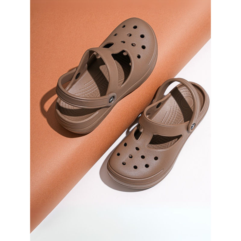 Indifeet Brown Classic and Stylish Waterproof Rubber Clogs (UK 6)