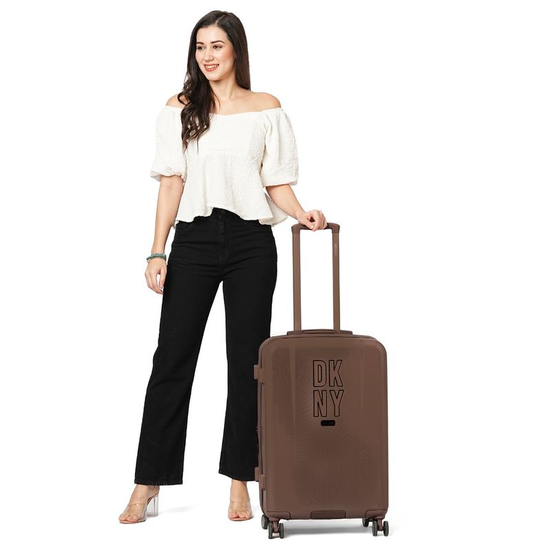 DKNY New Brown Ash ABS & PC Hard Luggage Bag (M)