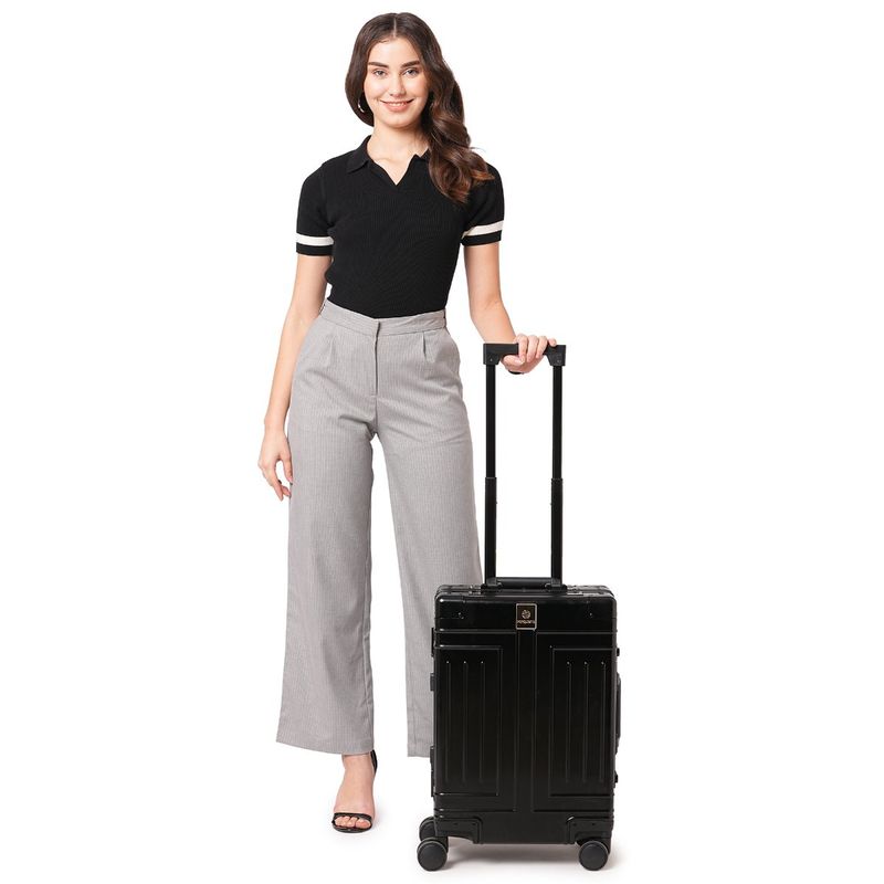 Perquisite Aluminium Trolly Black Hard Luggage Bag (S)